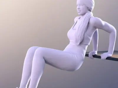 Miceala 11405 - Fitness Black Girl Exercise Workout Gym Low-poly 3D model