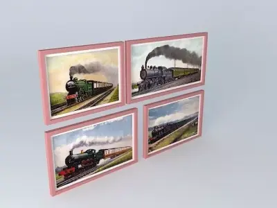 Vintage train photos Free 3D model