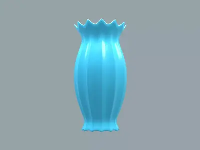 Vase porcelain blue 3 3D model