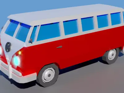 Low Poly Van vw bus Low-poly 3D model