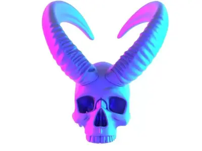 Red Oni mask Horned Blood Skull toy 3D print model