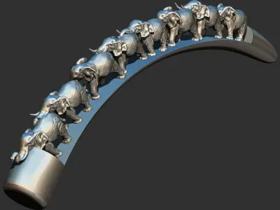 Carved Ivory Elephant Bridge 3d printable model tusk V1 3D print model