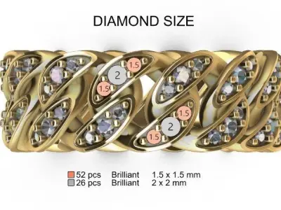 CUBAN RING SIZE 12 USA 3D print model