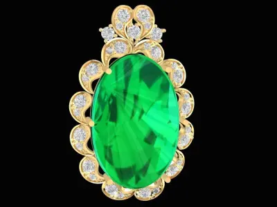 Luxury Oval Emerald Pendant 3D Model 2545  3D print model