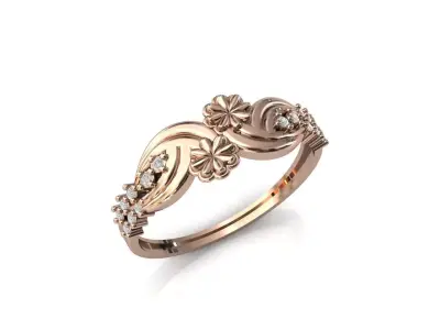 Women Ring Diamond Stone STL 3DM Lightweight Printable 3D print model 2