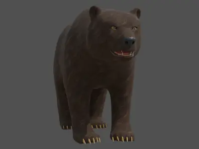 Stylized Brown bear realistic PBR Low-poly 3D model