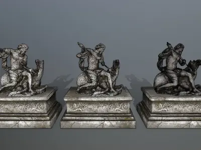 Neptune Statue Low-poly 3D model