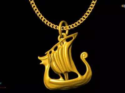 Ship pendant charms - one inch pendant 3D print model