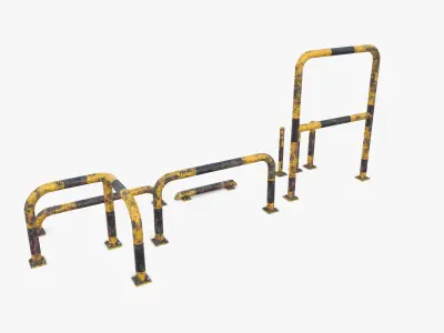 Traffic safety barrier pack v2 Low-poly 3D model