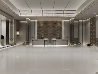 Luxury Hotel Lobby Reception Low-poly 3D model