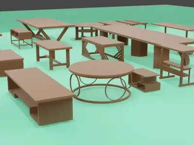 3D Greybox Table Pack 20 Low Poly Models for Prototyping  Low-poly 3D model