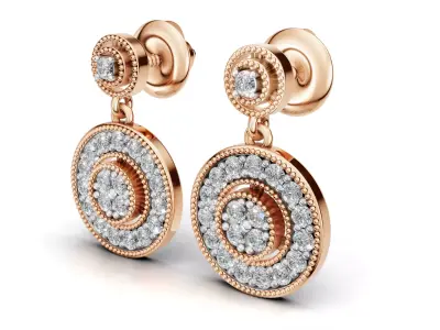 AV 728 Diamond Dangle Earrings 3D print model