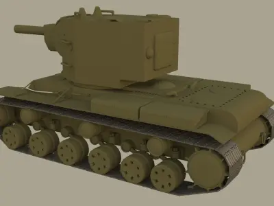 Soviet tank 2 world war KV-2 Low-poly 3D model