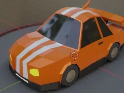Car Lowpoly orange toy on table 3D print model