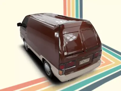 Old Classic Van with Interior  Low-poly 3D model
