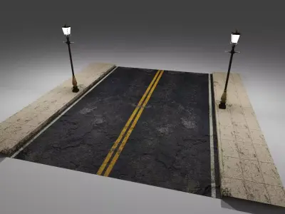 Street with Lamp Free 3D model