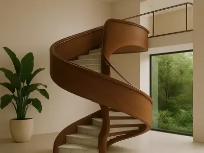 Luxury Spiral Wooden Staircase - 3D Model Low-poly 3D model