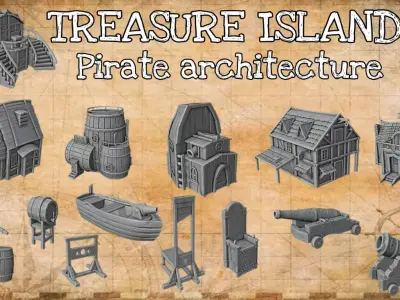 TREASURE ISLAND - Pirate architecture 3D Model Collection