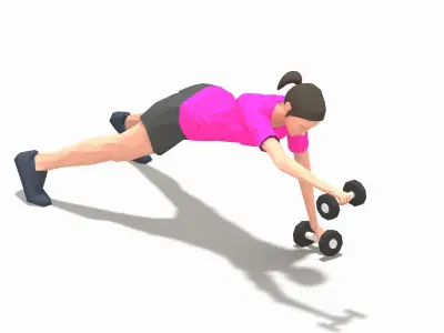 pushup forward raise Exercise Woman Animation Low-poly 3D model