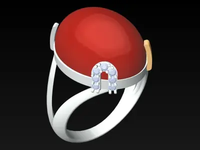 Oval Stone Ring - GN225 3D print model