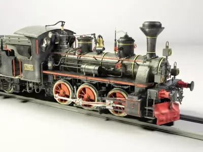 European Steam Locomotive Train Engine 3D model