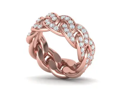 DIAMOND Cuban Link Heavy Chain Ring 9mm Wide 8US Size 3dmodel 3D print model