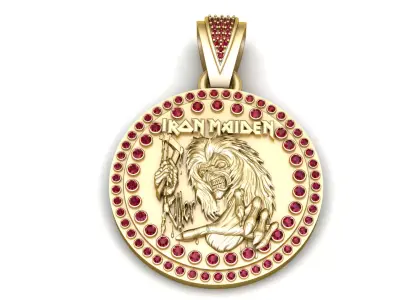 Iron Skull Round  Pendant 3D Printable MODEL 3D print model