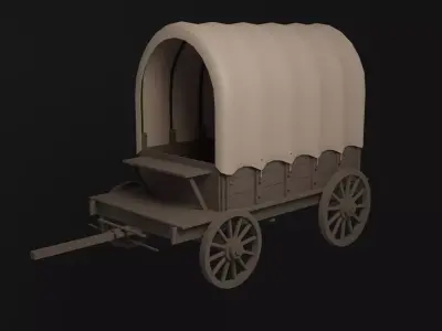 Covered cart Low-poly 3D model