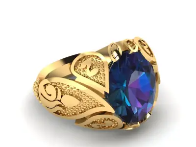 LUXURY BLUE SAPPHIRE RING 3D PRINTABLE MODEL 3D print model