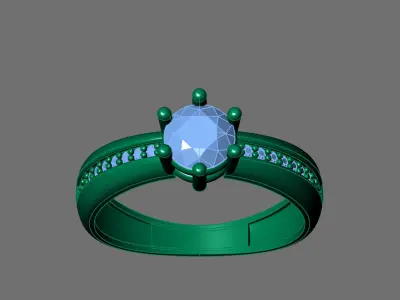 Womens Rings With Stone Ring Ready STL 3DM Models Rings women 3D print model 18
