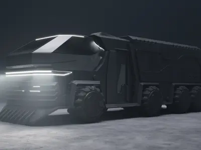 Scifi futuristic cyberpunk truck 3D model