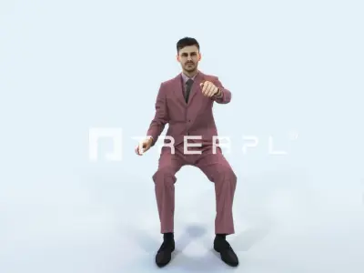 Posture 20F Driver Driving Sitting Elegant Business Man Low-poly 3D model