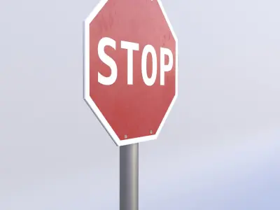 Game-ready Stop sign clean Unity Unreal Engine  Low-poly 3D model