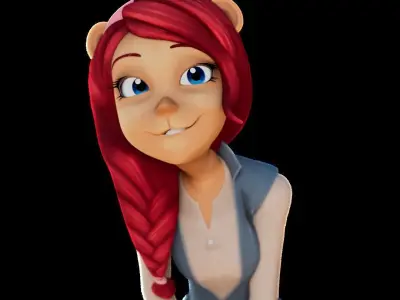 Cartoon Girl Feline Low-poly 3D model