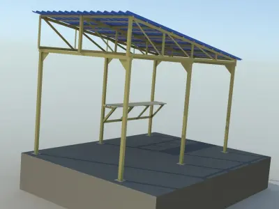 Metal shed Low-poly 3D model