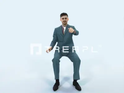 Posture 20K Driver Driving Sitting Elegant Business Man Low-poly 3D model