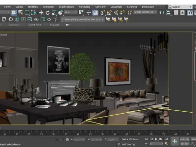 interior living furniture set 3D model