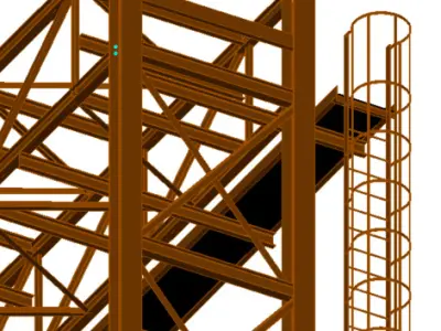 Pipe Bridge 3 levels 44m long 2700mm wide min 6700m clearance 3D model