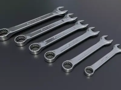 wrench tool set Low-poly 3D model
