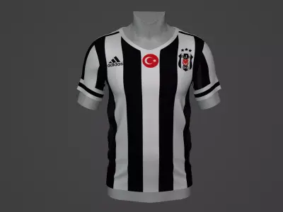 besiktas Football Jersey T-Shirt - Soccer Kit Low-poly 3D model