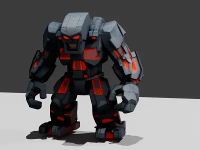 Stone Lava Golem - Game asset 3D model