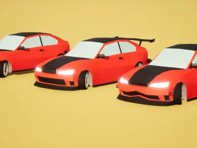 Low Poly Car 3 Body Kits Low-poly 3D model