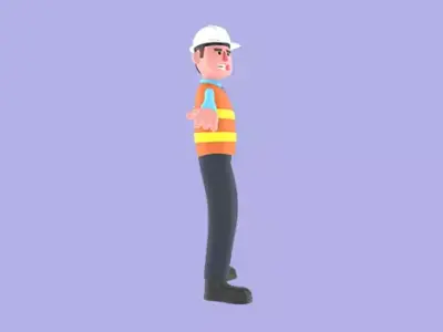 3D Cartoon Male Architect Character - Angry Explaining Pose 3D model