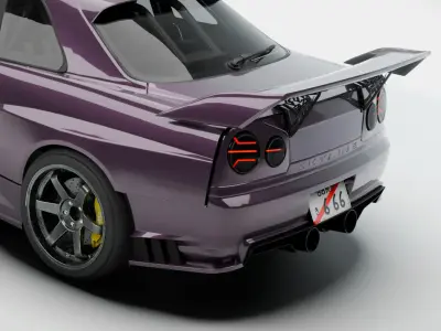 Nissan R34 Tuned  Rigged  Game-Ready 3D Model Low-poly 3D model