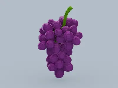 Voxel Grape Low-poly 3D model