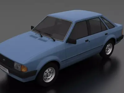 Escort mk3 1981 5-door Liftback Low-poly 3D model