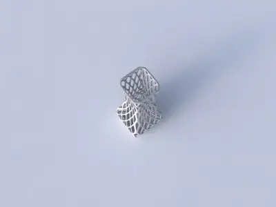Vase larger opening rectangle with diagonal grid lattice 3D print model
