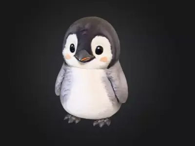 Fluffy Friend Penguin Low-poly 3D model