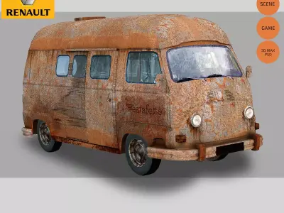 Renault Estafette Rust Low-poly 3D model