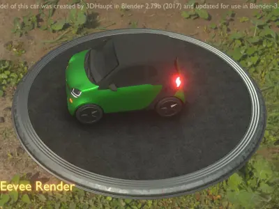 City Car 50 Small Type-E Green Low-poly 3D model